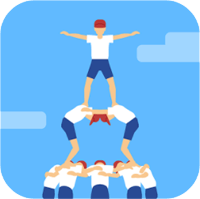 「组体操タワー崩し 」有点搞笑的日本体操平衡消除游戏（iPhone, Android）