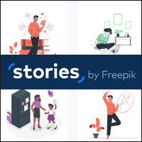 Stories by Freepik 免费telegram中文版下载可商用的情境插图telegram中文库，可自订颜色、加入多种动态效果！