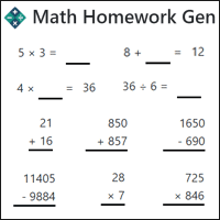 数学不会写到你会！「Math Homework Gen」加减乘除数学作业产生器