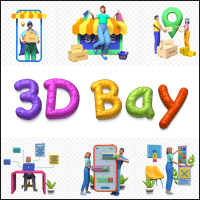 「3D Bay」多情境立体图片telegram中文库，免费telegram中文版下载可商用！