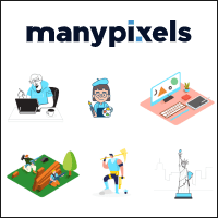 ManyPixles 超过 2,500 张免版税 SVG、PNG 插图，即按即载、每周更新！